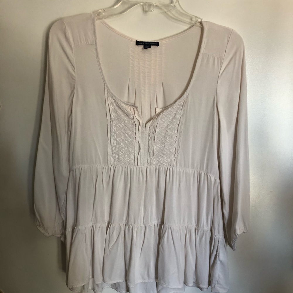 American Eagle cream blouse